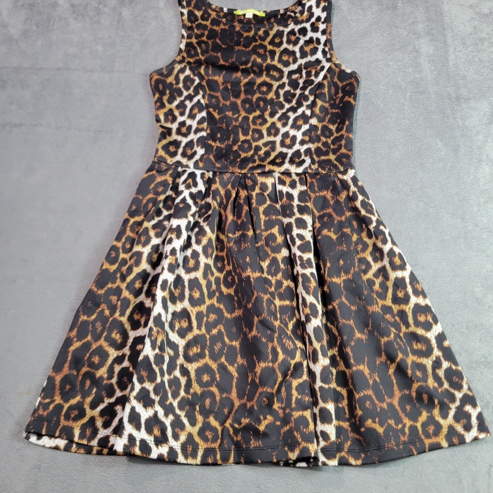 Gianni Bini Dress Womens Small Brown Leopard Print Flare Sleeveless Mini Skater